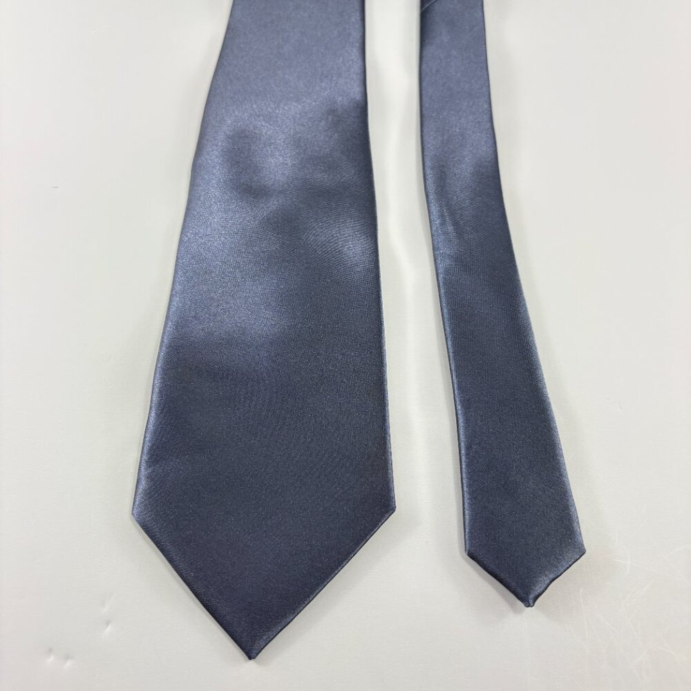Moda di Raza Dark Navy Blue Solid Men's Tie 3 1/2" x 59" - Picture 2 of 3